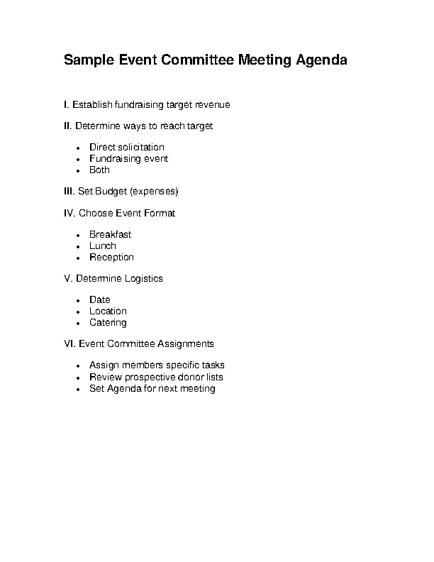 Generic Committee Meeting Agenda Sample Template - PDFSimpli