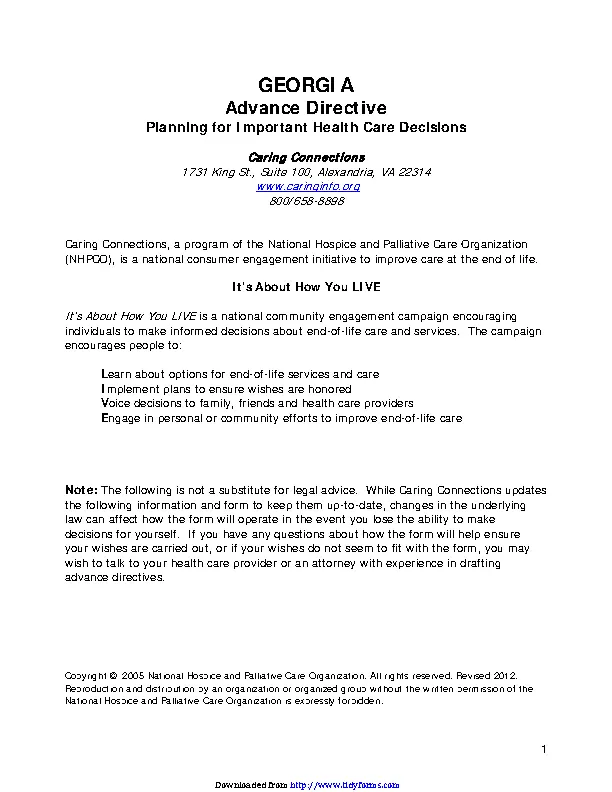 Georgia Advance Health Care Directive Form 2