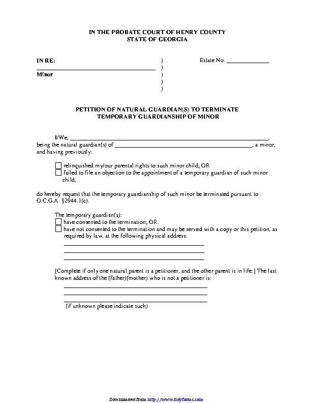 Georgia Guardianship Form 2 - PDFSimpli