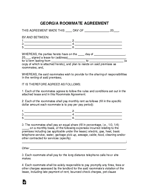 roommate agreement template free