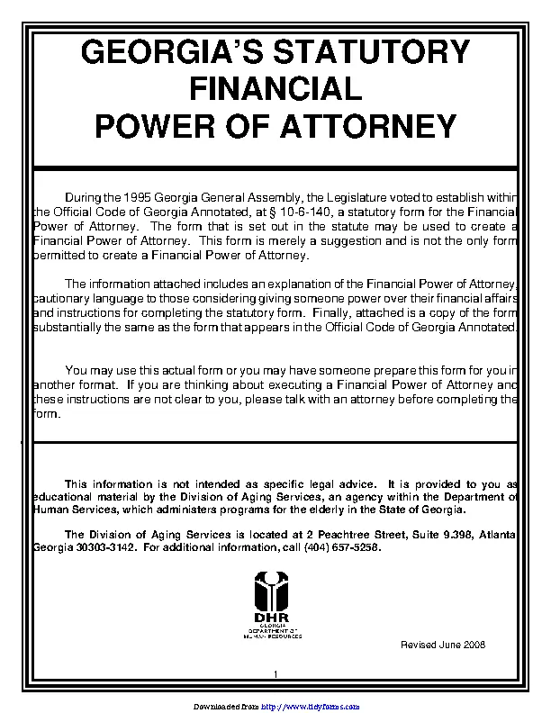 Statutory Financial Power Of Attorney PDFSimpli