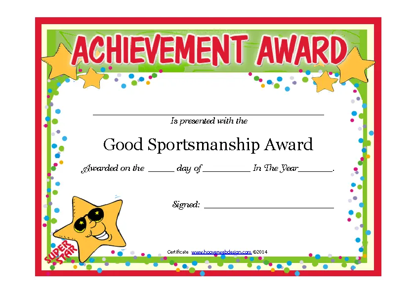 Good Sportsmanship Certificate