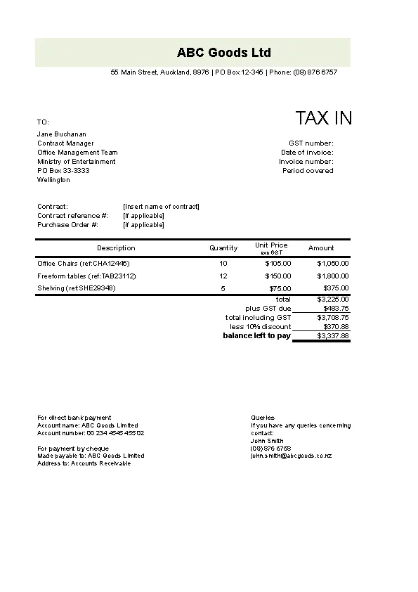 Goods Invoice Template - PDFSimpli