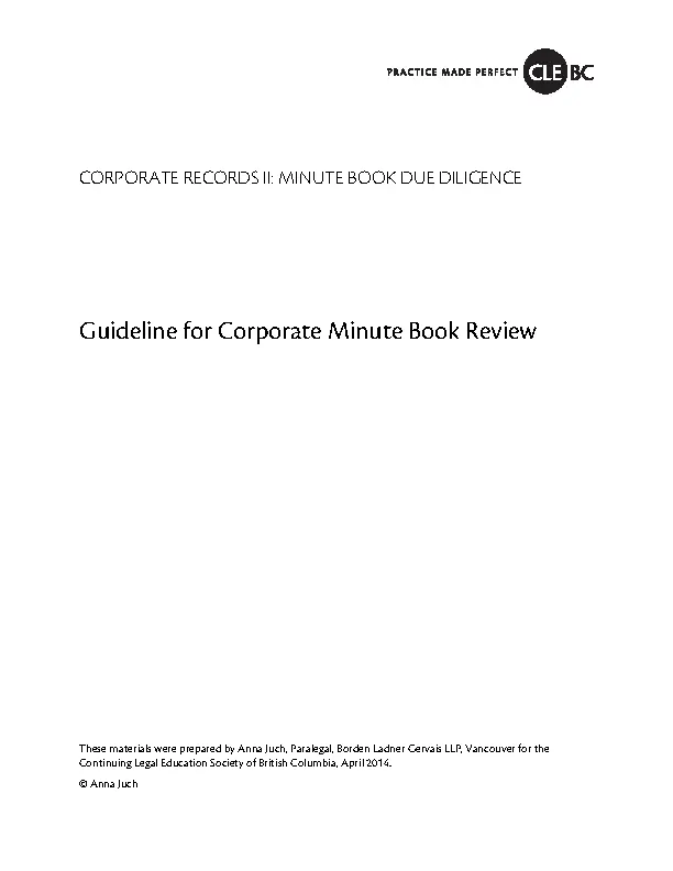 Guidelines For Corporate Minutes