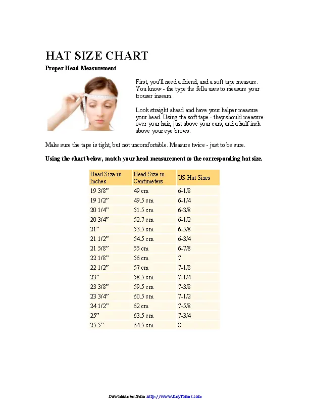 Hat Size Chart - PDFSimpli