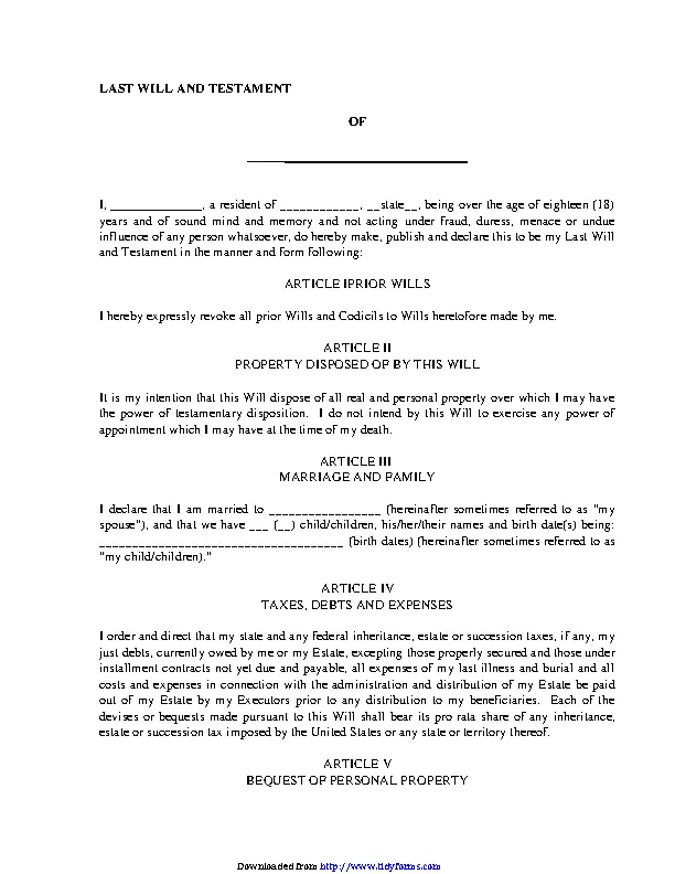 Hawaii Last Will And Testament Form - Pdfsimpli