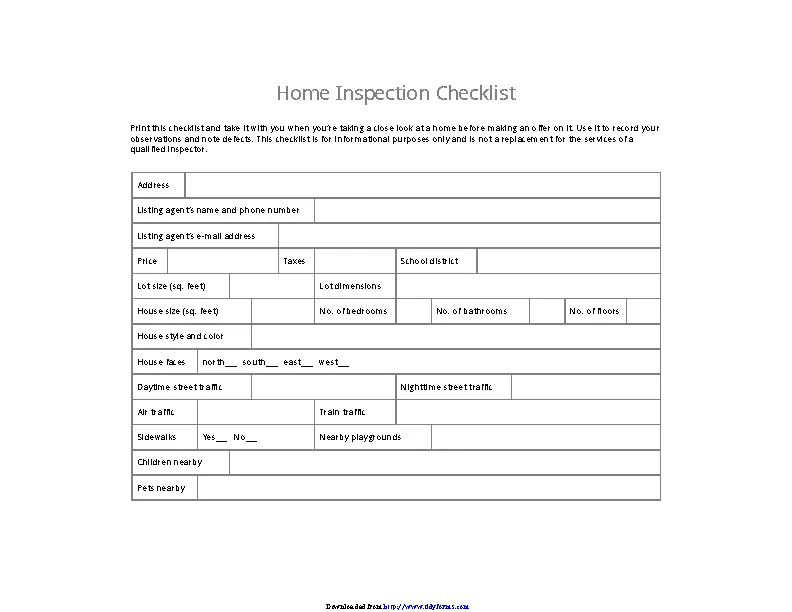 Home Inspection Checklist 1 - PDFSimpli