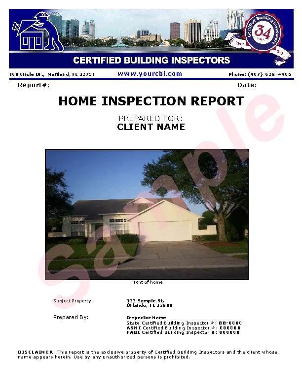 Home Inspection Report Sample Canada