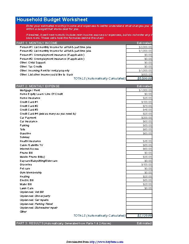 Household Expenses Template PDFSimpli