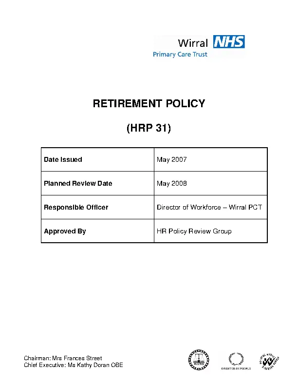 Hr Retirement Policy Template