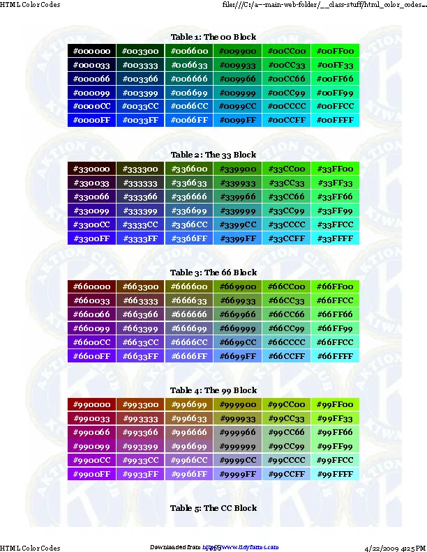 Html Color Codes - PDFSimpli