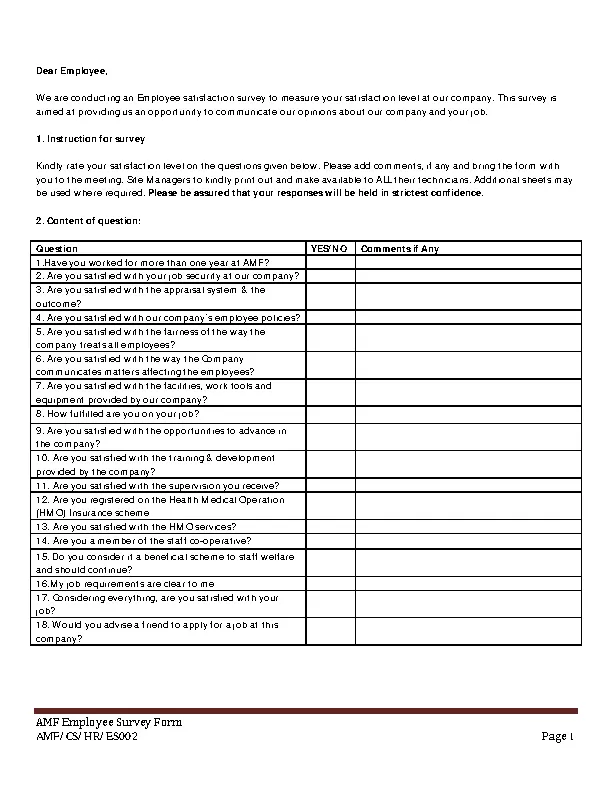 Human Resource Survey Form - PDFSimpli