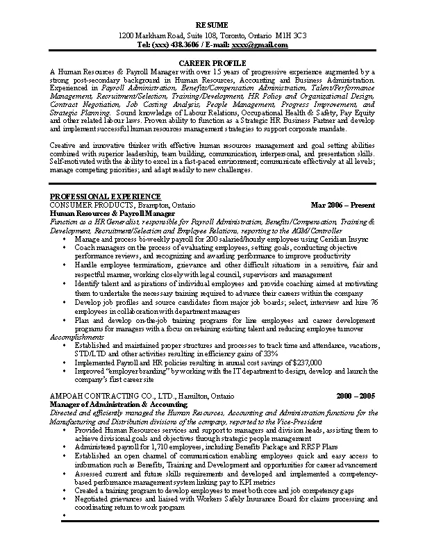 Human Resources Resume Sample1 - Pdfsimpli