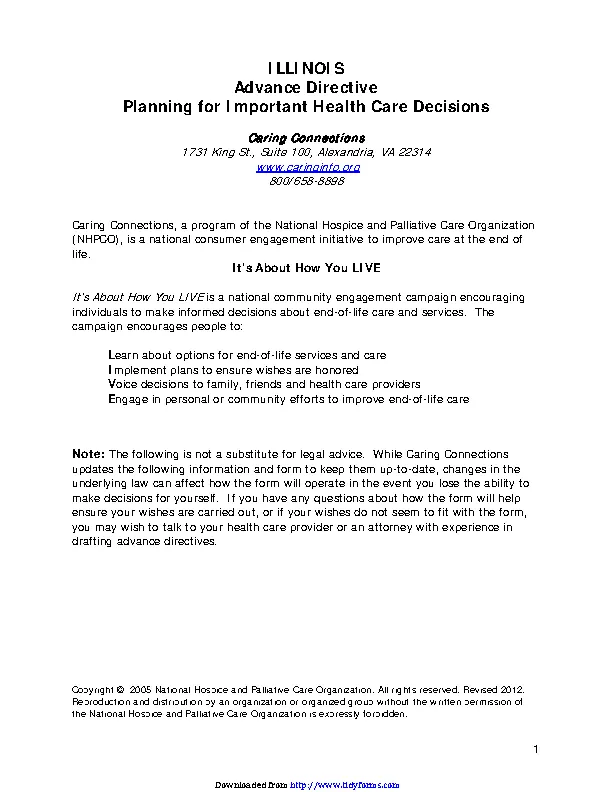 Illinois Advance Health Care Directive Form - PDFSimpli