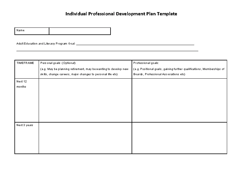 Individual Professional Development Plan - PDFSimpli