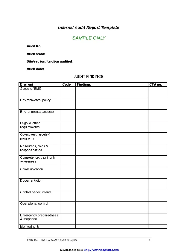 Internal Audit Report Template PDFSimpli