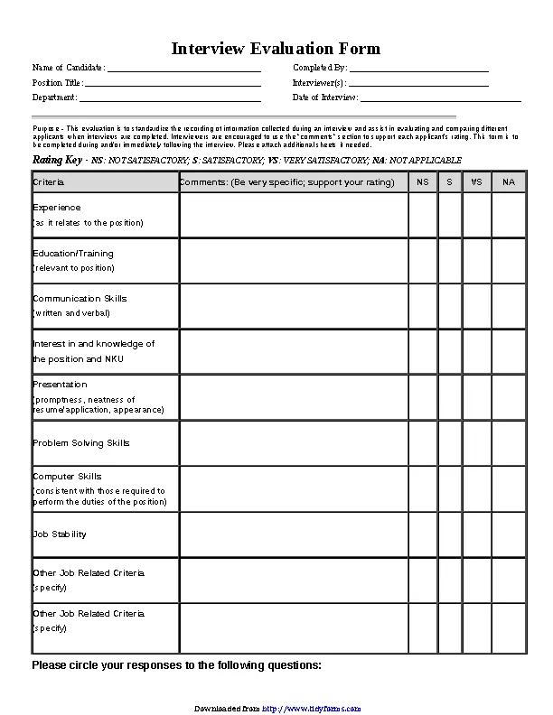 Interview Evaluation Form 1