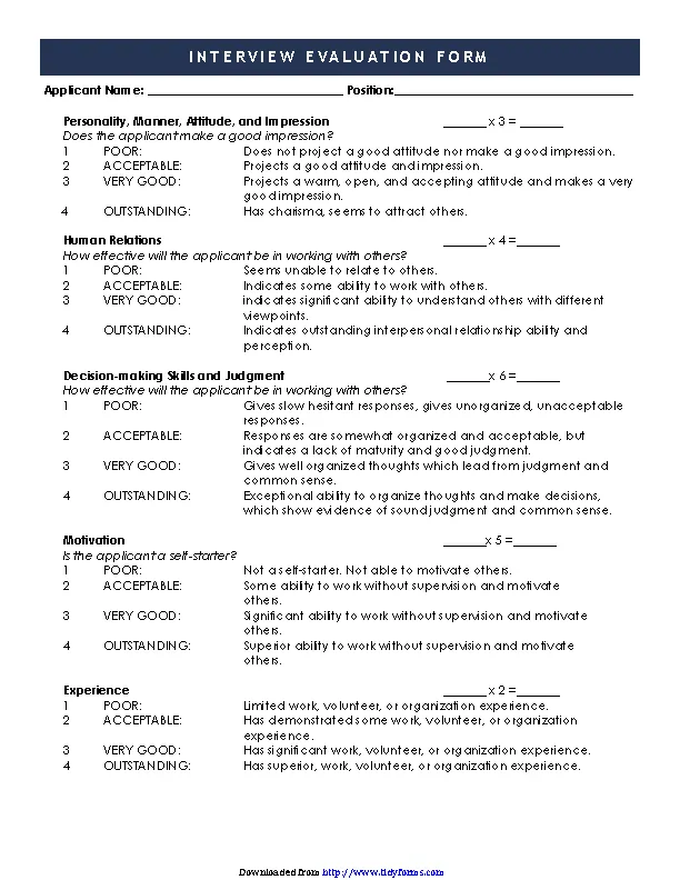 Interview Evaluation Form 2