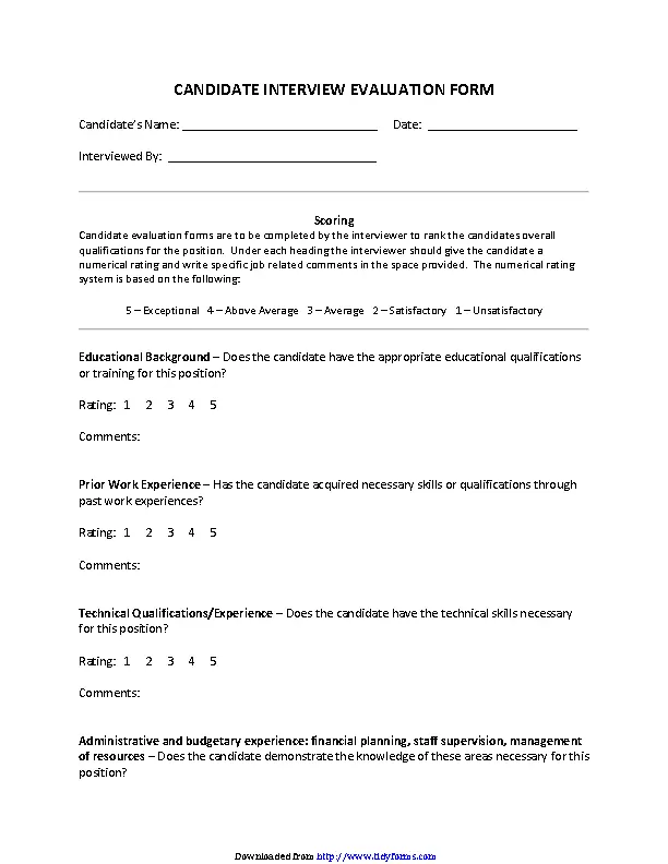 Interview Evaluation Form 4