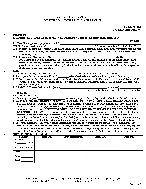 Iowa Association Of Realtors Residential Lease Agreement Template