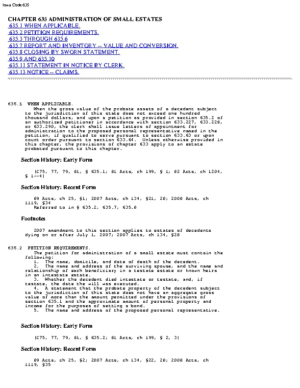 iowa chapter 635 administration of small estates PDFSimpli