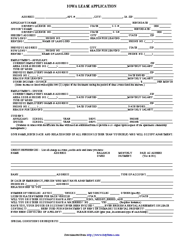 Iowa Lease Application - PDFSimpli