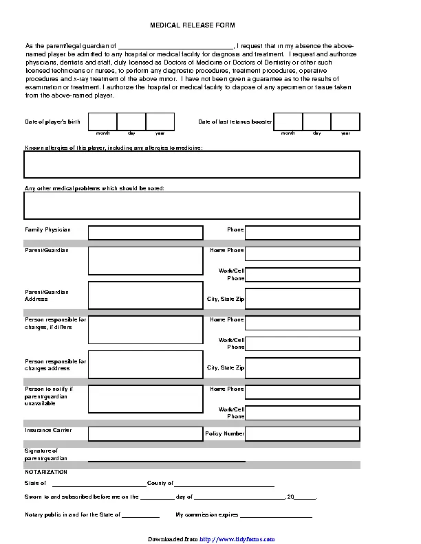 Iowa Notarized Medical Release Form PDFSimpli