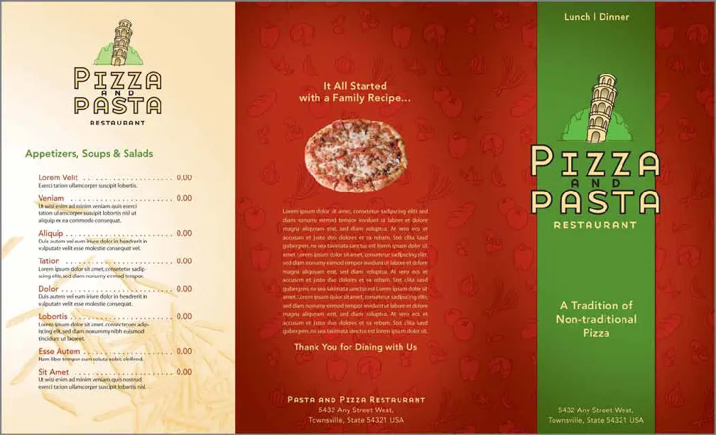 Italian Pasta Restaurant Take Out Brochure Template