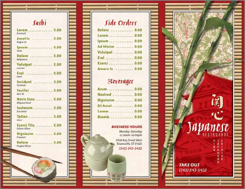 Japanese Restaurant Take Out Brochure Template