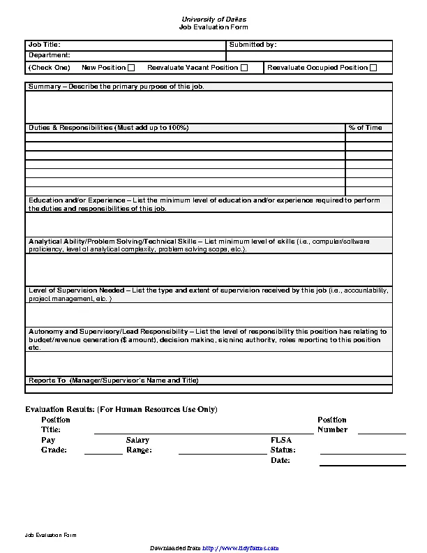 Job Evaluation Form 4 - PDFSimpli