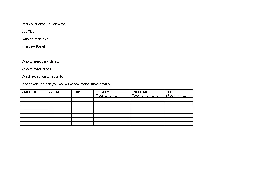 Job Interview Schedule Template - Pdfsimpli