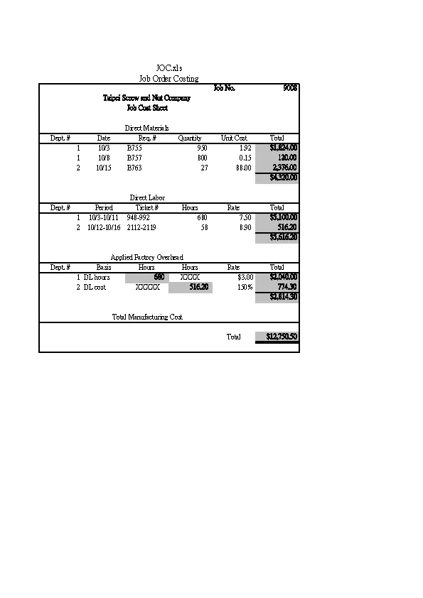 Job Order Form Template Excel