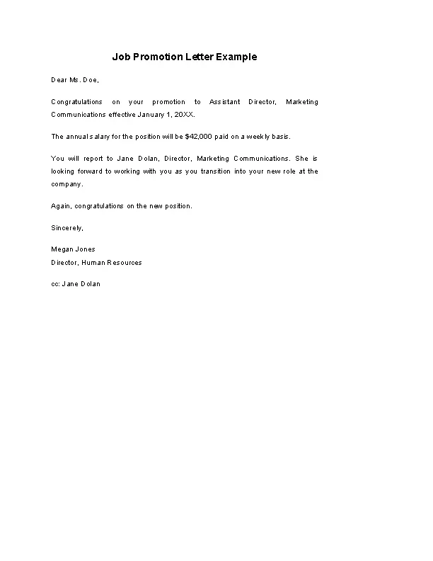 Job Promotion Letter Example