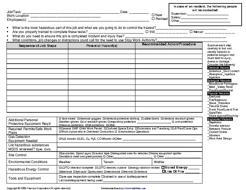 Job Safety Analysis Template 1