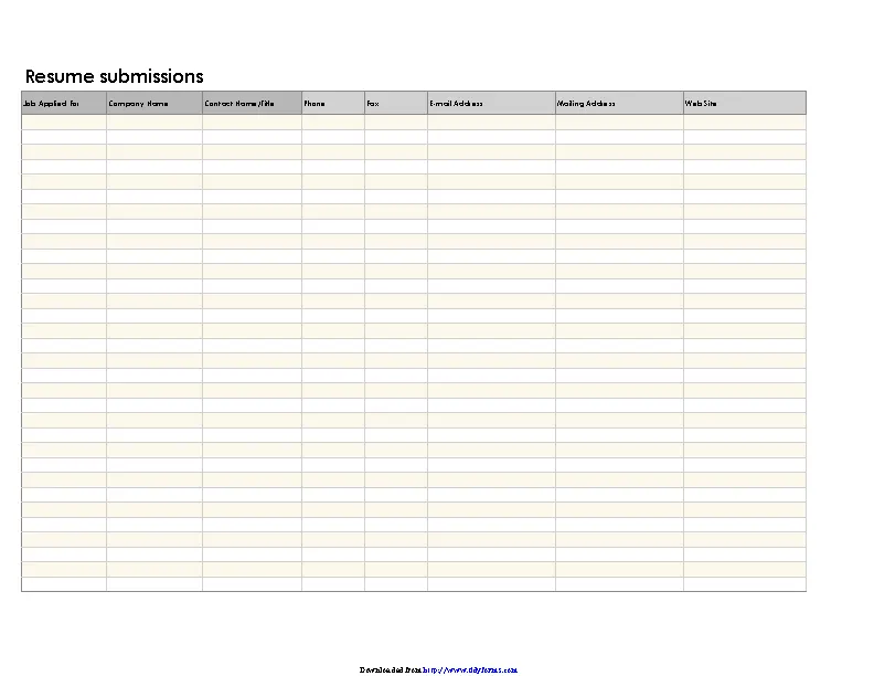 Job Tracking Spreadsheet
