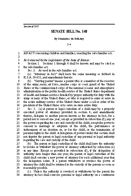 Kansas Safe Families Act