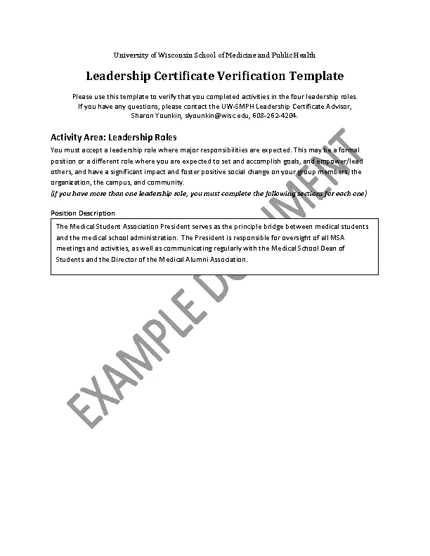 Leadership Certificate Verification Template