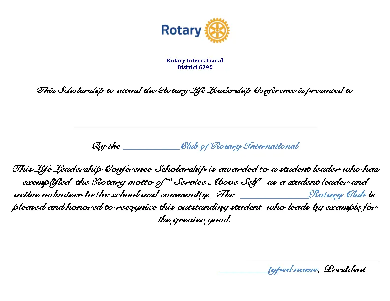 Leadership Conference Scholarship Certificate Template