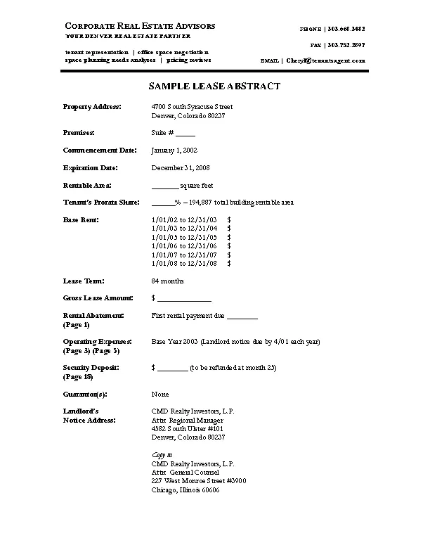 Lease Abstract Template PDFSimpli Lease Abstract Template PDFSimpli