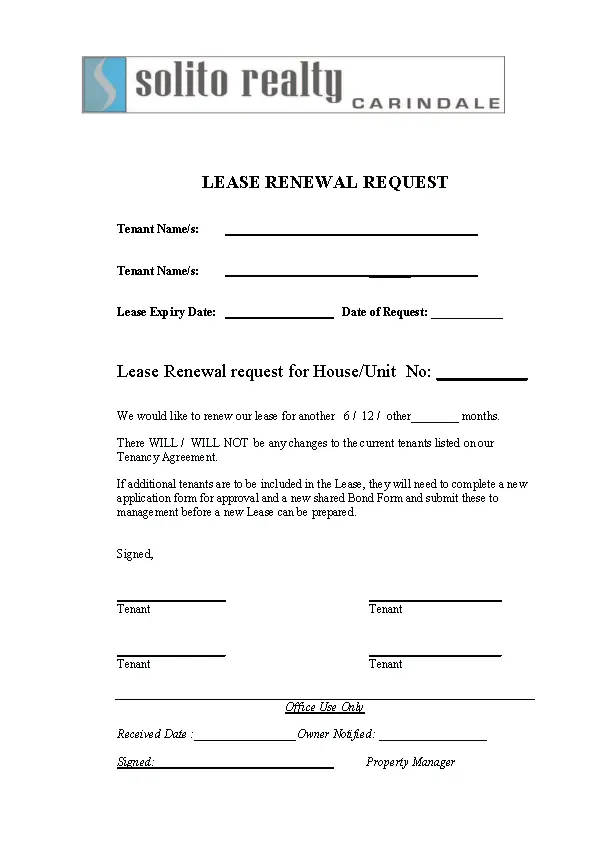 Lease Renewal Form - PDFSimpli