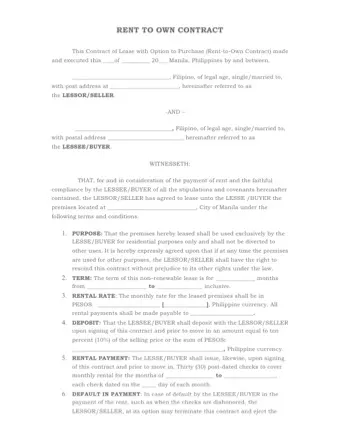Lease to Own Agreement PDF