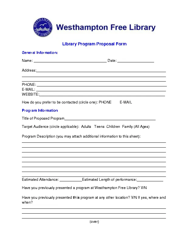 Library Program Proposal Template - PDFSimpli