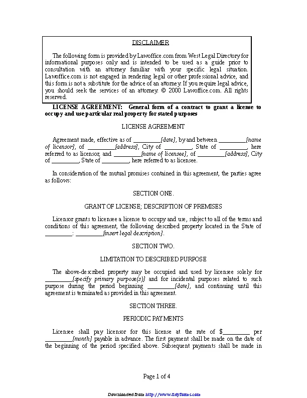 License Agreement Template 1