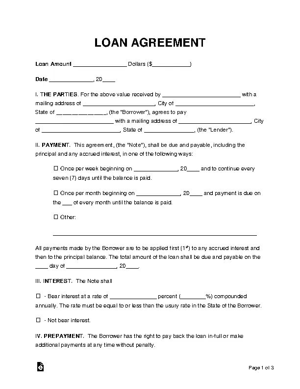 Loan Agreement Template 1