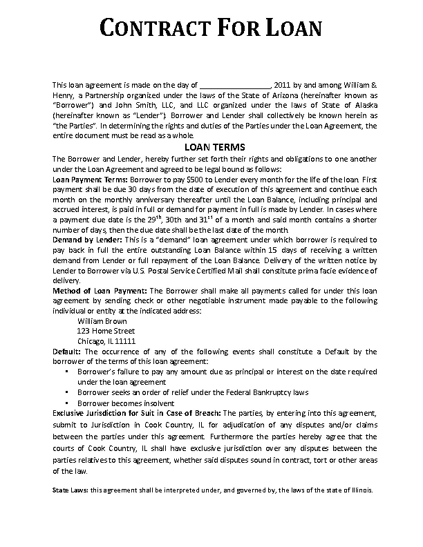 Loan Contract Template 2