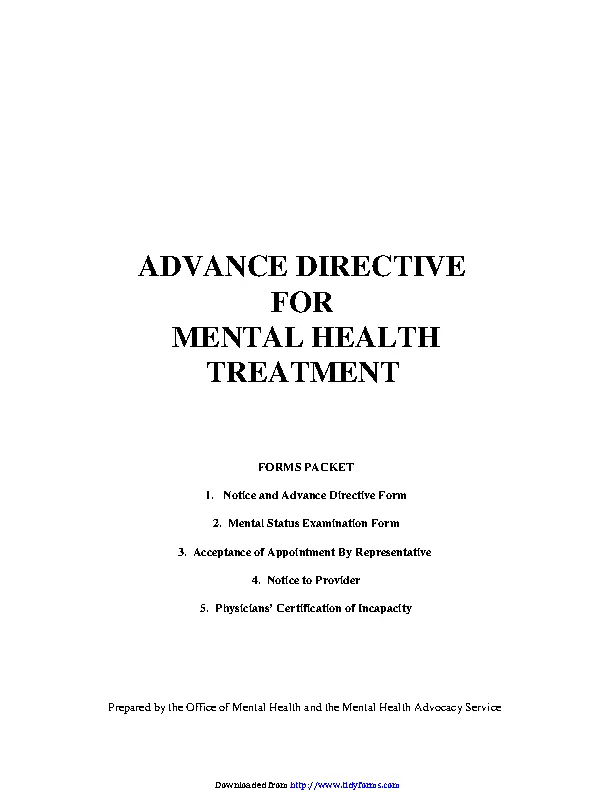 Louisiana Advance Directive Form For Mental Health Treatment