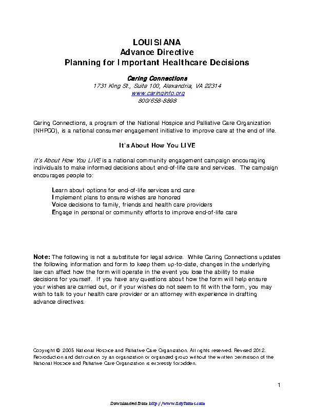 Louisiana Advance Health Care Directive Form - PDFSimpli