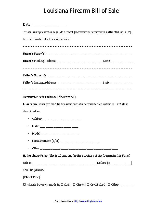 Louisiana Firearm Bill Of Sale Form Fill Out Sign Onl - vrogue.co