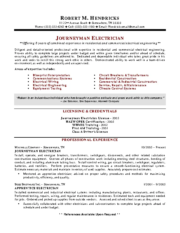 Maintenance Electrician Resume - PDFSimpli