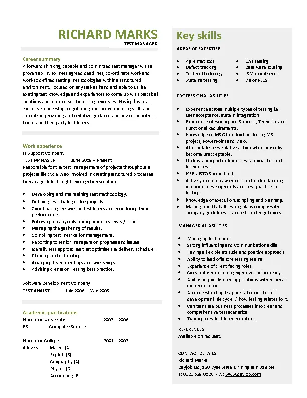 Management Resume Template - PDFSimpli